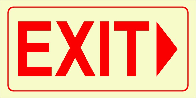 E4 - EXIT with arrow (right, red)