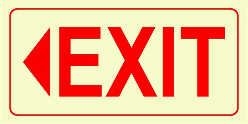 E5 - EXIT with arrow (left, red)